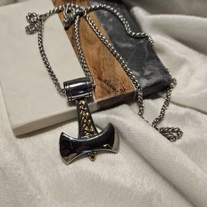 Silver & Gold Celtic Axe Pendant